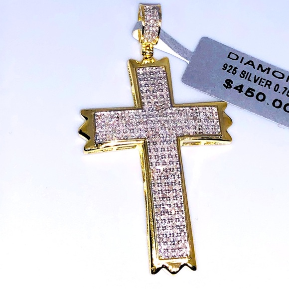 Real Genuine natural diamond cross pendant NOT FAKE! Verified seller! HUGE SALE! - Picture 1 of 11